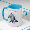 Born Free Orca Whale Color Splash Art Two-Tone Coffee Mugs, 15oz