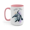 Born Free Orca Whale Color Splash Art Two-Tone Coffee Mugs, 15oz