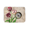 Vintage Tulip Compass Map Art Bath Mat