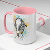 Orca Whales Tribal Love Color Splash Ink  Art Two-Tone Coffee Mugs, 15oz