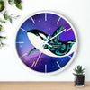 Orca Whale Tribal Teal Nebula Galaxy Ink Art Wall clock