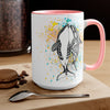 Orca Whales Tribal Love Color Splash Ink  Art Two-Tone Coffee Mugs, 15oz