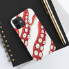 Red White Kraken Octopus Tentacles Ink Case Mate Tough Phone Cases