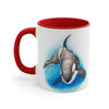 Orca Whale Watercolor Blue on White Art Accent Coffee Mug, 11oz