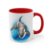 Orca Whale Watercolor Blue on White Art Accent Coffee Mug, 11oz