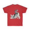Yoga Cat Maine Coon Kitten Watercolor Art Dark Unisex Ultra Cotton Tee