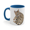 Cute Bengal Cat Watercolor Art Accent Coffee Mug, 11oz