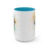 Orca Whales Tribal Love Color Splash Ink  Art Two-Tone Coffee Mugs, 15oz