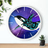 Orca Whale Tribal Teal Nebula Galaxy Ink Art Wall clock