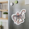 Octopus Tentacles Pink Orange Dancing Ink Art Die-Cut Magnets