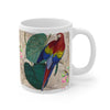 Tropical Exotic Parrot Floral Map Art Mug 11oz