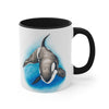 Orca Whale Watercolor Blue on White Art Accent Coffee Mug, 11oz