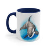 Orca Whale Watercolor Blue on White Art Accent Coffee Mug, 11oz