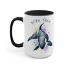 Born Free Orca Whale Color Splash Art Two-Tone Coffee Mugs, 15oz