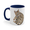 Cute Bengal Cat Watercolor Art Accent Coffee Mug, 11oz