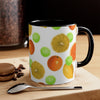 Citrus Fruit On White Pattern Art Accent Coffee Mug, 11oz