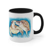 Sea Turtles Love Blue Watercolor on White Art Accent Coffee Mug, 11oz