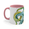 Octopus Green Watercolor on White Art Accent Coffee Mug, 11oz