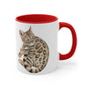 Cute Bengal Cat Watercolor Art Accent Coffee Mug, 11oz
