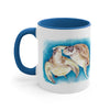 Sea Turtles Love Blue Watercolor on White Art Accent Coffee Mug, 11oz