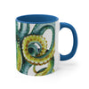 Octopus Green Watercolor on White Art Accent Coffee Mug, 11oz