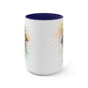 Orca Whales Tribal Love Color Splash Ink  Art Two-Tone Coffee Mugs, 15oz