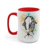 Orca Whales Tribal Love Color Splash Ink  Art Two-Tone Coffee Mugs, 15oz