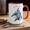 Born Free Orca Whale Color Splash Art Two-Tone Coffee Mugs, 15oz