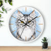 Silver Tabby Cat Kitten Watercolor Art Wall clock