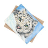 Snow Leopard playing in the Snow Watercolor Art Ceramic Photo Tile