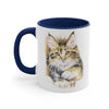 Cute Calico Maine Coon Kitten Cat Watercolor on White Art Accent Coffee Mug, 11oz