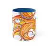 Orange Red Octopus Ink on White Art Accent Coffee Mug, 11oz