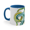 Octopus Green Watercolor on White Art Accent Coffee Mug, 11oz