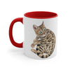 Cute Bengal Cat Watercolor Art Accent Coffee Mug, 11oz