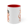 Red Orange Octopus Compass Watercolor on White Art Accent Coffee Mug, 11oz