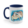 Sea Turtles Love Blue Watercolor on White Art Accent Coffee Mug, 11oz