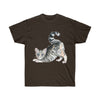 Yoga Cat Maine Coon Kitten Watercolor Art Dark Unisex Ultra Cotton Tee