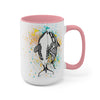 Orca Whales Tribal Love Color Splash Ink  Art Two-Tone Coffee Mugs, 15oz