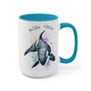 Born Free Orca Whale Color Splash Art Two-Tone Coffee Mugs, 15oz