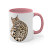 Cute Bengal Cat Watercolor Art Accent Coffee Mug, 11oz