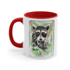 Cute Raccoon Kit Bandit Watercolor Art Accent Coffee Mug, 11oz