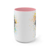 Orca Whales Tribal Love Color Splash Ink  Art Two-Tone Coffee Mugs, 15oz