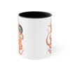 Red Orange Octopus Compass Watercolor on White Art Accent Coffee Mug, 11oz