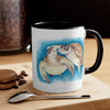 Sea Turtles Love Blue Watercolor on White Art Accent Coffee Mug, 11oz