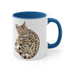 Cute Bengal Cat Watercolor Art Accent Coffee Mug, 11oz