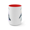 Born Free Orca Whale Color Splash Art Two-Tone Coffee Mugs, 15oz