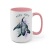 Born Free Orca Whale Color Splash Art Two-Tone Coffee Mugs, 15oz