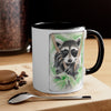 Cute Raccoon Kit Bandit Watercolor Art Accent Coffee Mug, 11oz