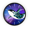 Orca Whale Tribal Teal Nebula Galaxy Ink Art Wall clock