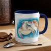 Sea Turtles Love Blue Watercolor on White Art Accent Coffee Mug, 11oz